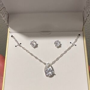 Charter Club Silver CZ Necklace and Earring Set NWT